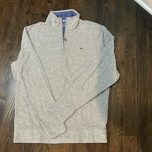 Vineyard Vines mens Half Zip Heather Gray pique Sz s